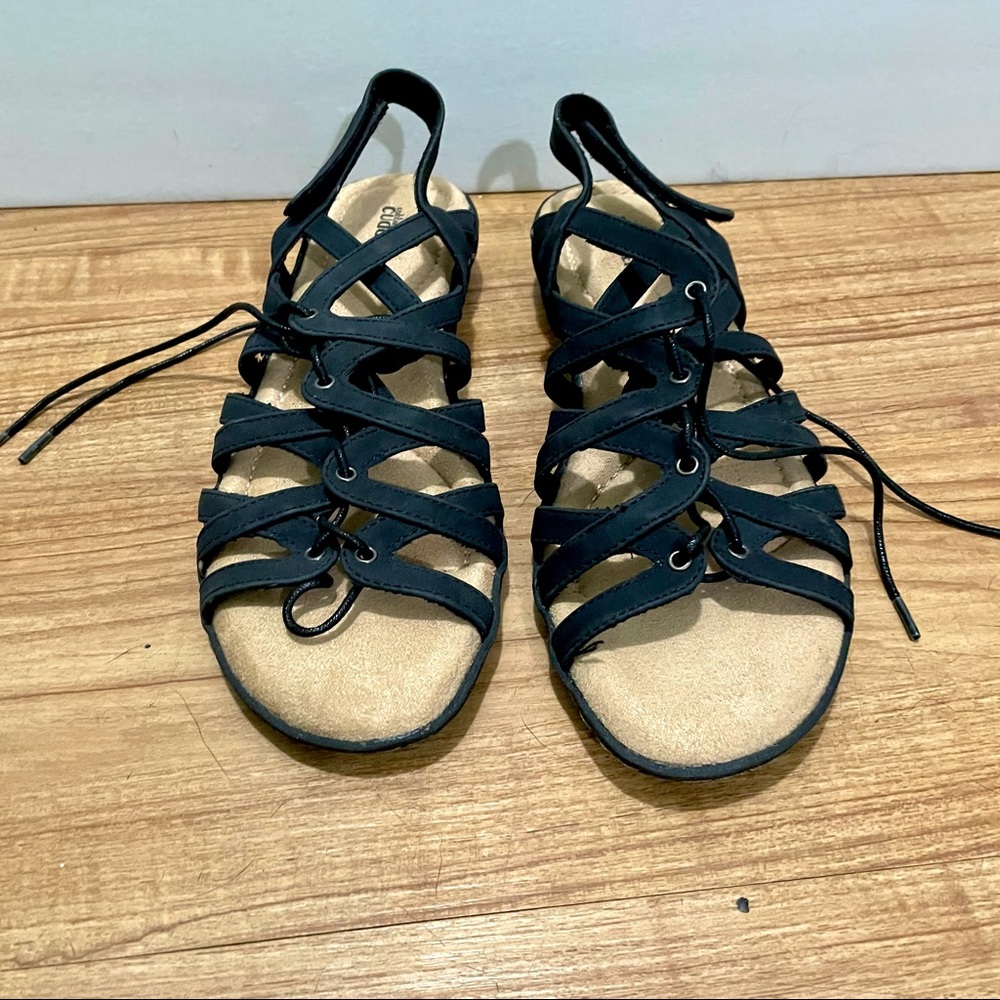 Lace-Up Black Sandals